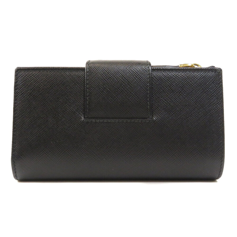 Prada Wallet Saffiano fold Leather Bi Black
